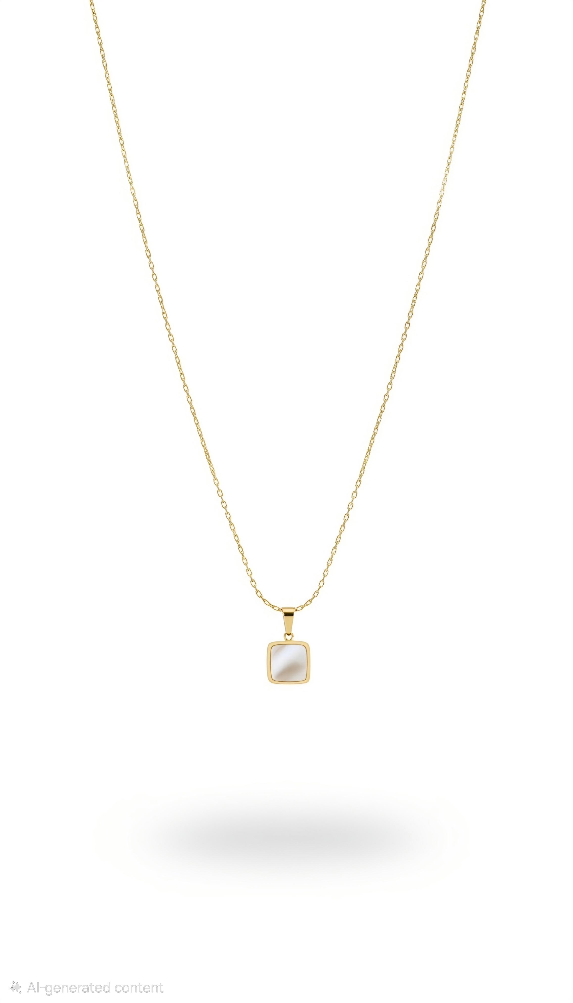 Square Pearl Pendant Necklace